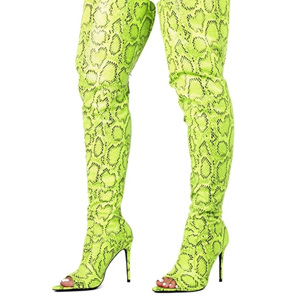 lime green thigh high boots